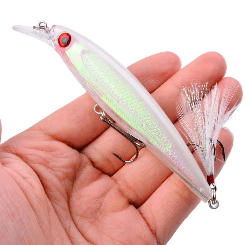 image-1PCS Laser Minnow Fishing Lure 11CM 13G pesca hooks fish wobbler tackle crankbait artificial japan hard bait swimbait