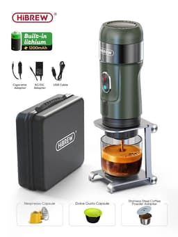 image-HiBREW Wireless Electric Portable Espresso Coffee Machine for Car & Home Camping Coffee Maker Fit Nespresso Dolce Capsule Powder