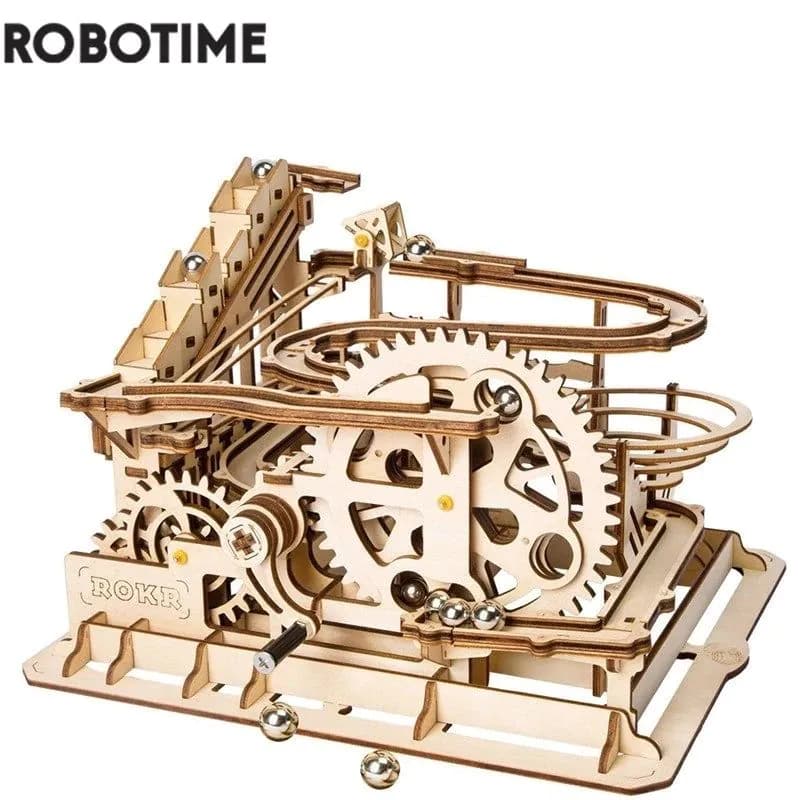 image-Robotime Rokr 4 Kinds Marble Run DIY Waterwheel Wooden Model Building Block Kits Assembly Toy Gift for Children Adult Dropship