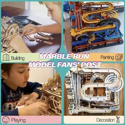 image-Robotime Rokr 4 Kinds Marble Run DIY Waterwheel Wooden Model Building Block Kits Assembly Toy Gift for Children Adult Dropship