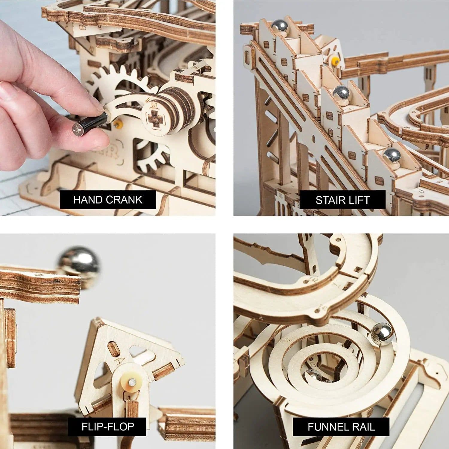 image-Robotime Rokr 4 Kinds Marble Run DIY Waterwheel Wooden Model Building Block Kits Assembly Toy Gift for Children Adult Dropship