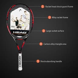 image-HEAD Tennis Racket Beginner Carbon Composite Integrated Padel Raquete De Tennis Paqueta Grip String Bag Overgrip Damp