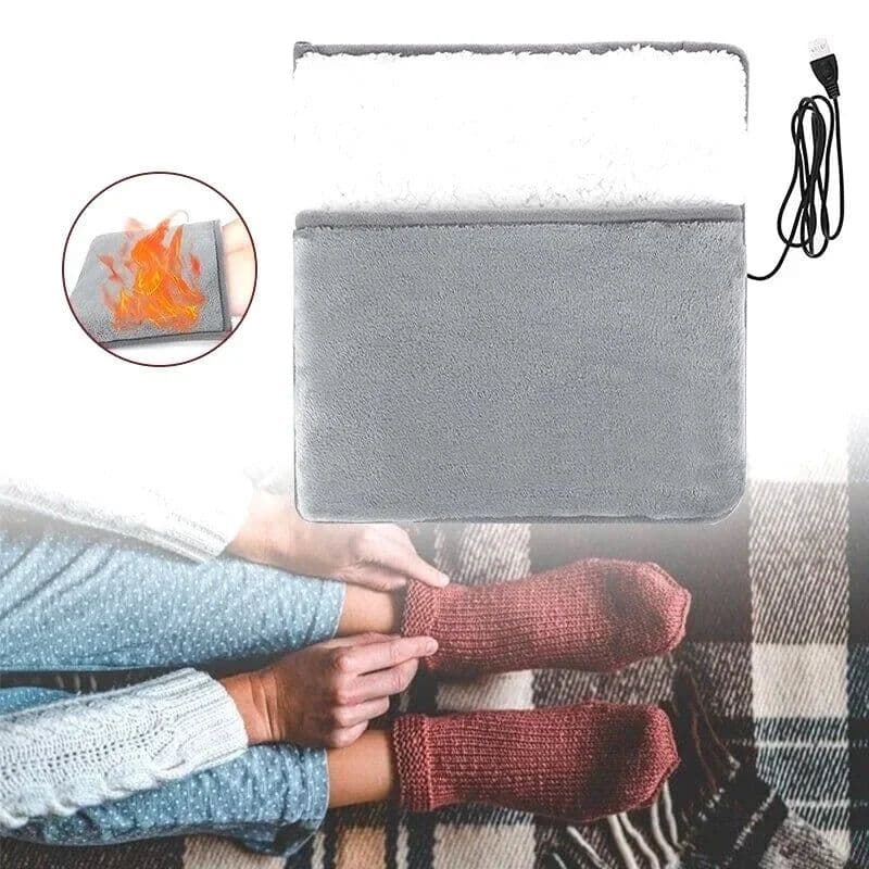 image-Winter USB Charging Electric Foot Heating Pad Universal Soft Plush Washable Feet Foot Warmer Heater Household Foot Warming Mat