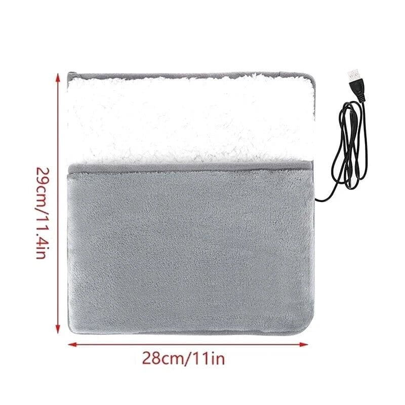 image-Winter USB Charging Electric Foot Heating Pad Universal Soft Plush Washable Feet Foot Warmer Heater Household Foot Warming Mat