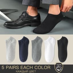 image-HSS Brand 100% Cotton Men Socks Summer Thin Breathable Socks High Quality No Show Boat Socks Black Short For Students Size 39-44