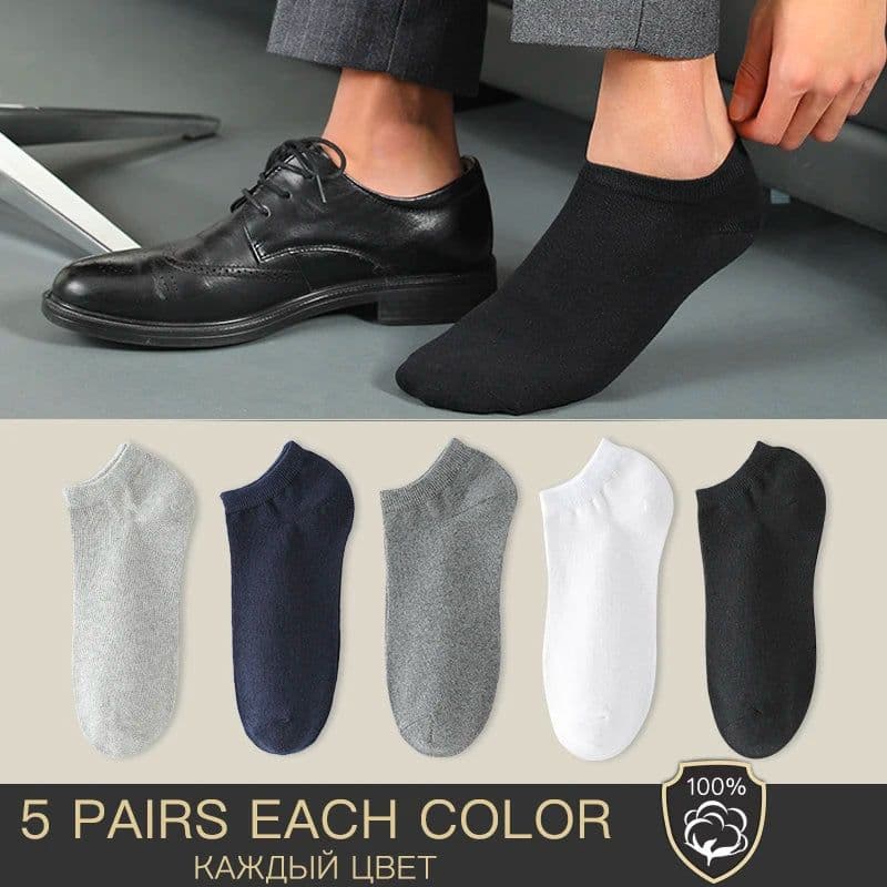 image-HSS Brand 100% Cotton Men Socks Summer Thin Breathable Socks High Quality No Show Boat Socks Black Short For Students Size 39-44
