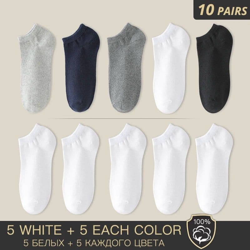 image-HSS Brand 100% Cotton Men Socks Summer Thin Breathable Socks High Quality No Show Boat Socks Black Short For Students Size 39-44