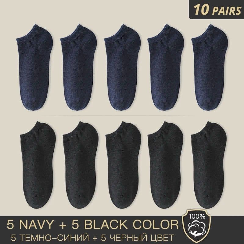 image-HSS Brand 100% Cotton Men Socks Summer Thin Breathable Socks High Quality No Show Boat Socks Black Short For Students Size 39-44