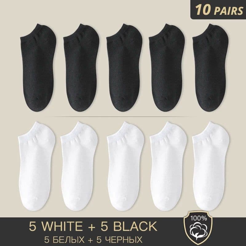 image-HSS Brand 100% Cotton Men Socks Summer Thin Breathable Socks High Quality No Show Boat Socks Black Short For Students Size 39-44