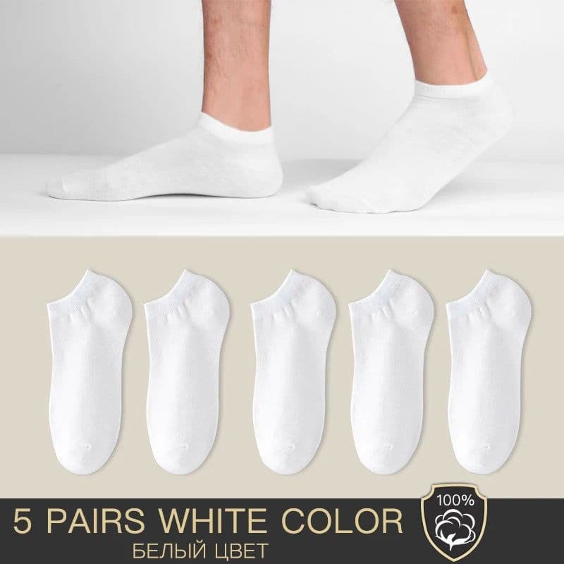 image-HSS Brand 100% Cotton Men Socks Summer Thin Breathable Socks High Quality No Show Boat Socks Black Short For Students Size 39-44