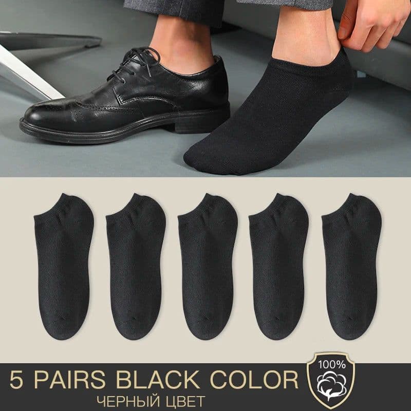 image-HSS Brand 100% Cotton Men Socks Summer Thin Breathable Socks High Quality No Show Boat Socks Black Short For Students Size 39-44