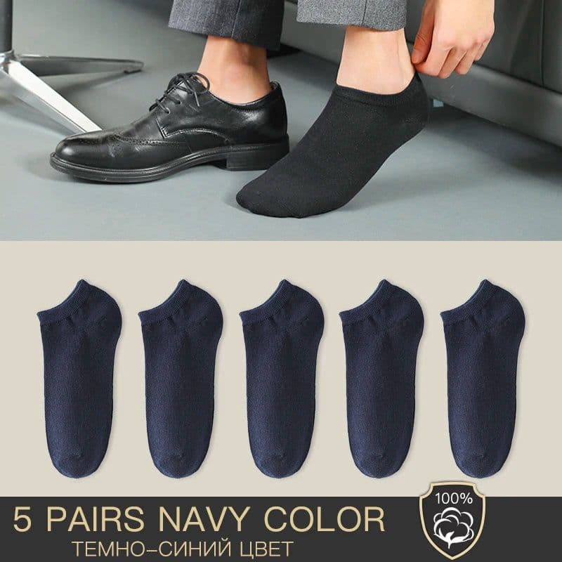 image-HSS Brand 100% Cotton Men Socks Summer Thin Breathable Socks High Quality No Show Boat Socks Black Short For Students Size 39-44