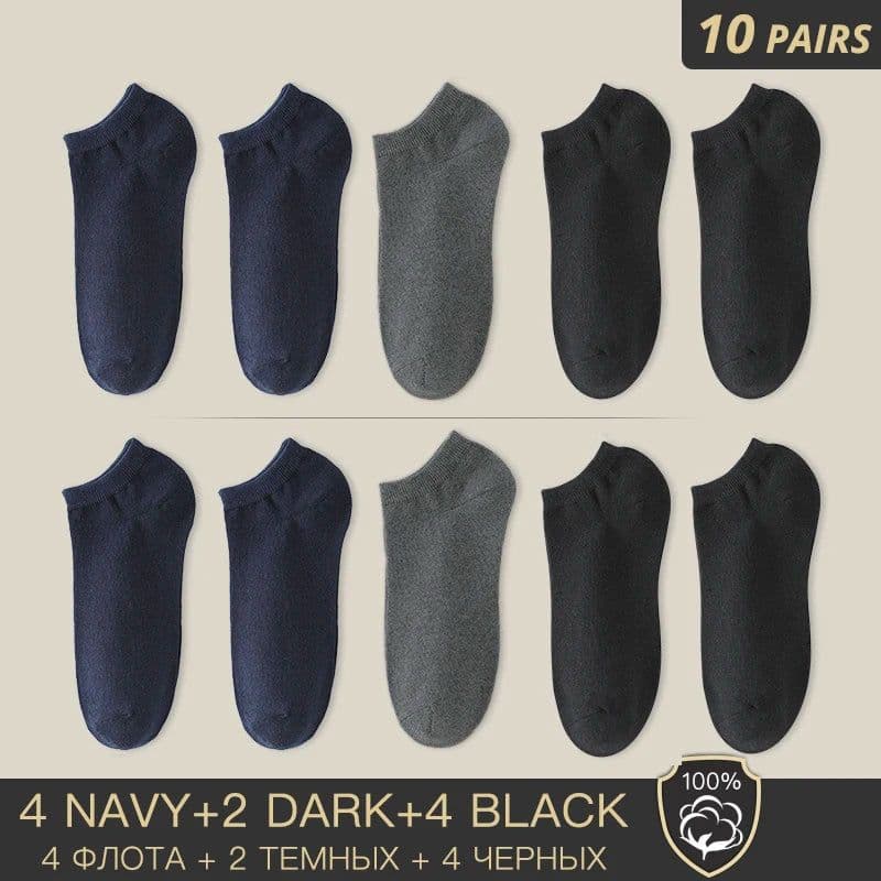 image-HSS Brand 100% Cotton Men Socks Summer Thin Breathable Socks High Quality No Show Boat Socks Black Short For Students Size 39-44