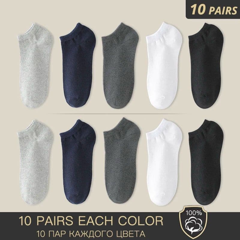 image-HSS Brand 100% Cotton Men Socks Summer Thin Breathable Socks High Quality No Show Boat Socks Black Short For Students Size 39-44