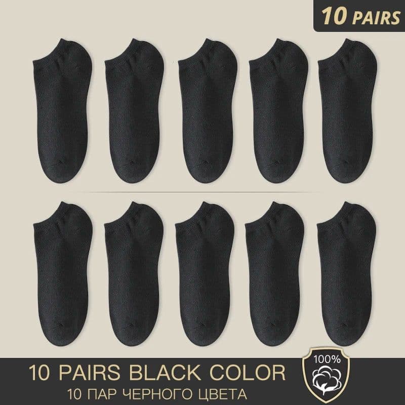 image-HSS Brand 100% Cotton Men Socks Summer Thin Breathable Socks High Quality No Show Boat Socks Black Short For Students Size 39-44