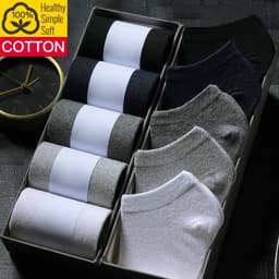 image-HSS Brand 100% Cotton Men Socks Summer Thin Breathable Socks High Quality No Show Boat Socks Black Short For Students Size 39-44