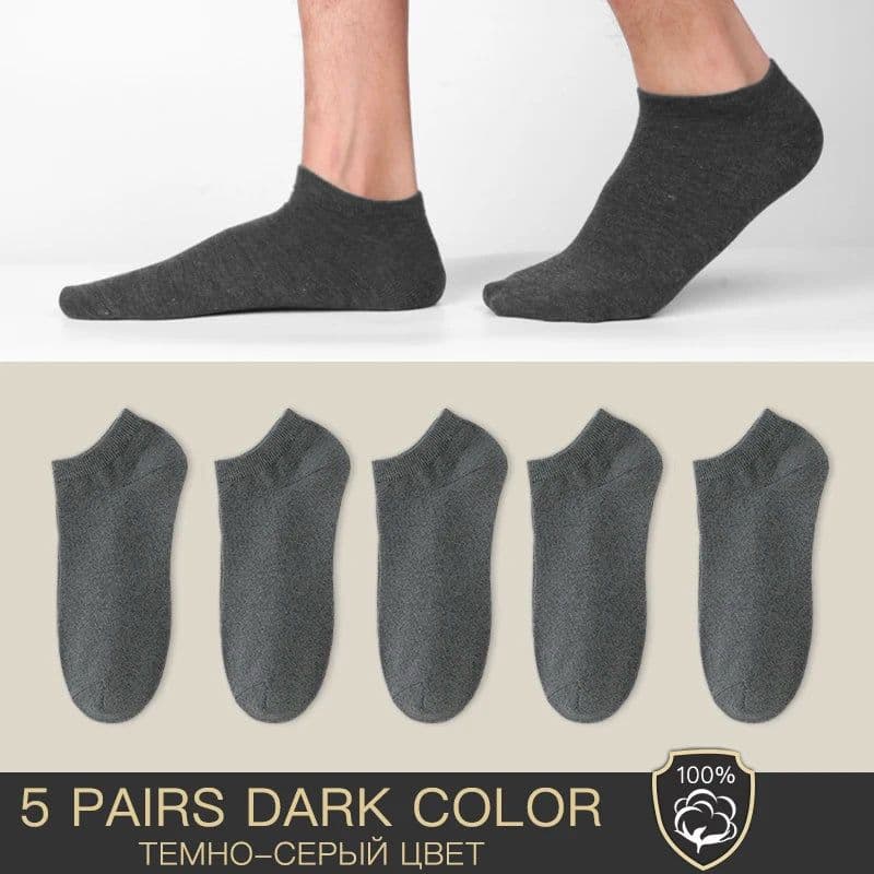 image-HSS Brand 100% Cotton Men Socks Summer Thin Breathable Socks High Quality No Show Boat Socks Black Short For Students Size 39-44
