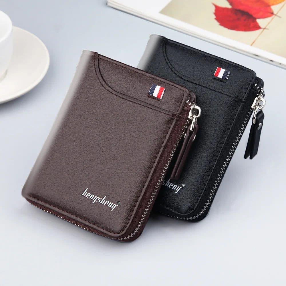 image-2024 New Men's Wallet Casual Carteras Short Wallet Men PU Leather Billetera Hombre Luxury Small Zipper Coins Bag Cartera Hombr