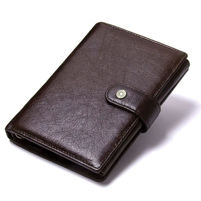 image-CONTACT'S Leather Wallet Luxury Male Genuine Leather Wallets Men Hasp Purse With Passcard Pocket and Card Holder High Quality