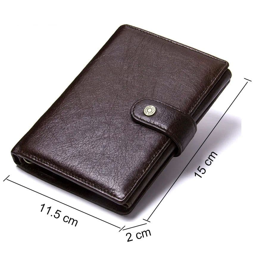 image-CONTACT'S Leather Wallet Luxury Male Genuine Leather Wallets Men Hasp Purse With Passcard Pocket and Card Holder High Quality