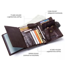 image-CONTACT'S Leather Wallet Luxury Male Genuine Leather Wallets Men Hasp Purse With Passcard Pocket and Card Holder High Quality