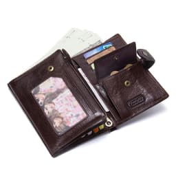 image-CONTACT'S Leather Wallet Luxury Male Genuine Leather Wallets Men Hasp Purse With Passcard Pocket and Card Holder High Quality