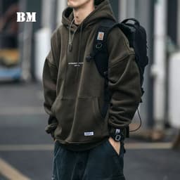 image-Plus Size Harajuku High Quality Thin Fleece Hoodie Japanese Streetwear Hip Hop Sweatshirt Men Clothing Korean Couple Pullover