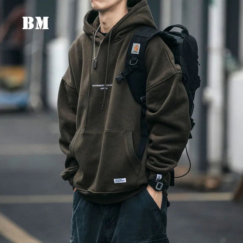 image-Plus Size Harajuku High Quality Thin Fleece Hoodie Japanese Streetwear Hip Hop Sweatshirt Men Clothing Korean Couple Pullover