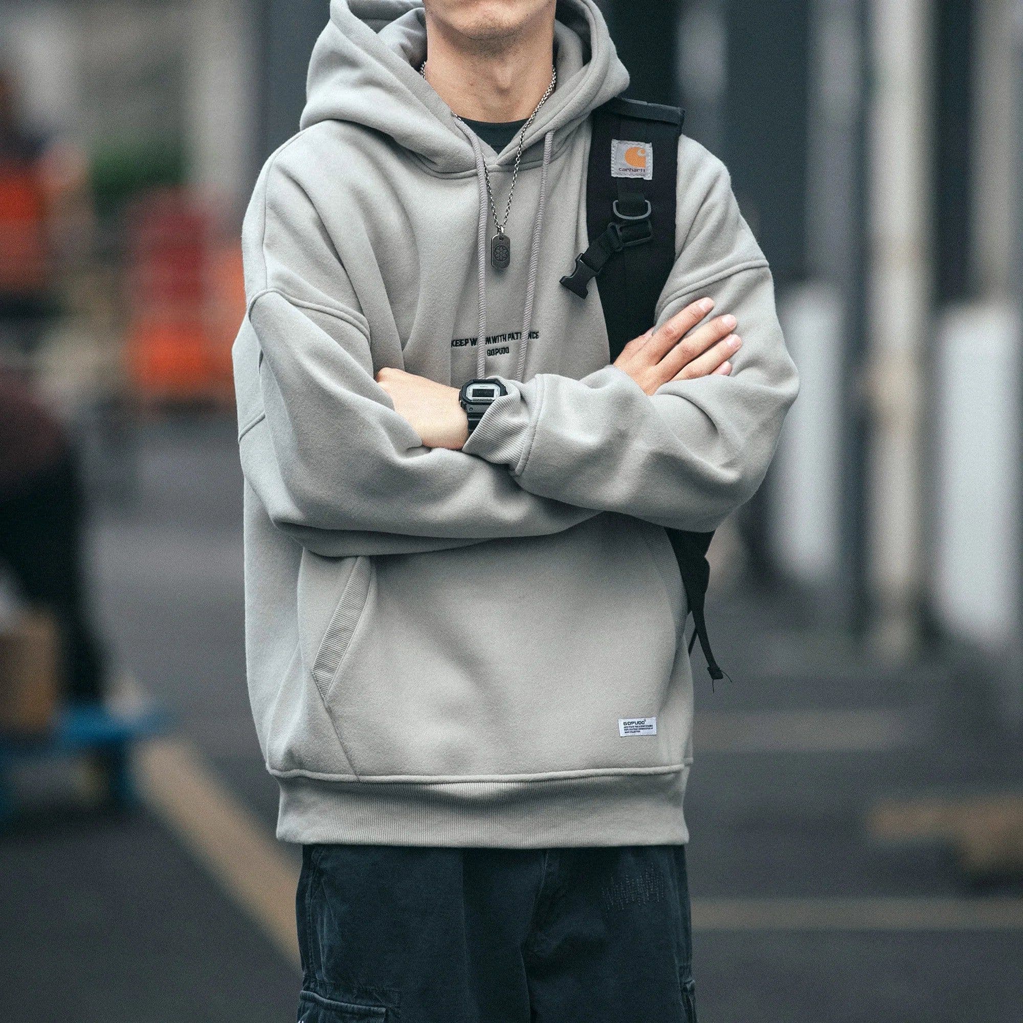 image-Plus Size Harajuku High Quality Thin Fleece Hoodie Japanese Streetwear Hip Hop Sweatshirt Men Clothing Korean Couple Pullover