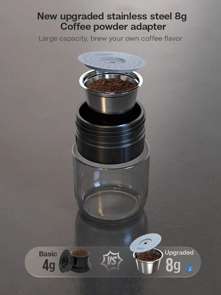 image-HiBREW Portable Coffee Machine for Car & Home,DC12V Expresso Coffee Maker Fit Nexpresso Dolce Pod Capsule Coffee Powder H4A