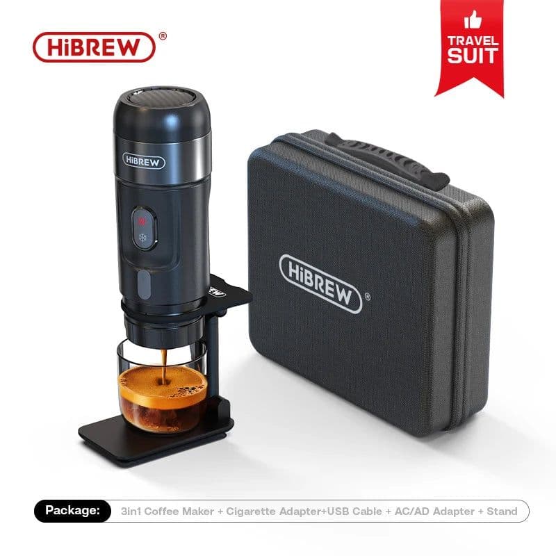 image-HiBREW Portable Coffee Machine for Car & Home,DC12V Expresso Coffee Maker Fit Nexpresso Dolce Pod Capsule Coffee Powder H4A