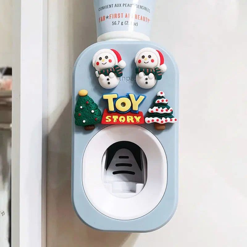 image-Automatic Kids Toothpaste Dispenser Toothpaste Squeezer for Children Household Cartoon Toothbrush Holder Bathroom Accessories