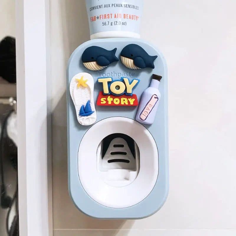 image-Automatic Kids Toothpaste Dispenser Toothpaste Squeezer for Children Household Cartoon Toothbrush Holder Bathroom Accessories