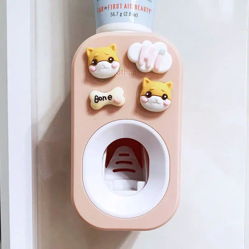 image-Automatic Kids Toothpaste Dispenser Toothpaste Squeezer for Children Household Cartoon Toothbrush Holder Bathroom Accessories