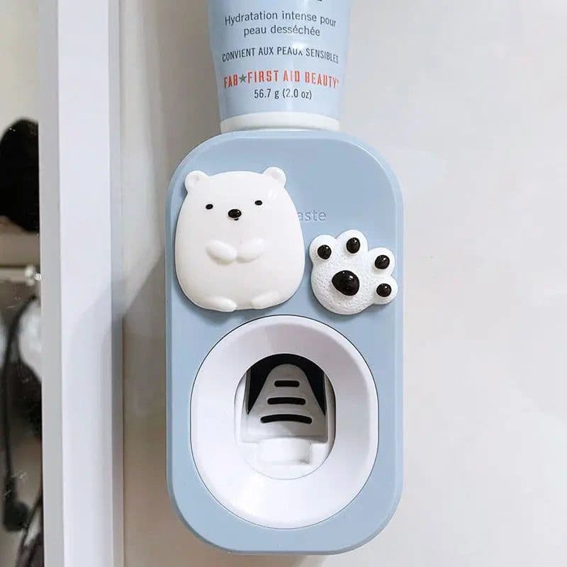 image-Automatic Kids Toothpaste Dispenser Toothpaste Squeezer for Children Household Cartoon Toothbrush Holder Bathroom Accessories