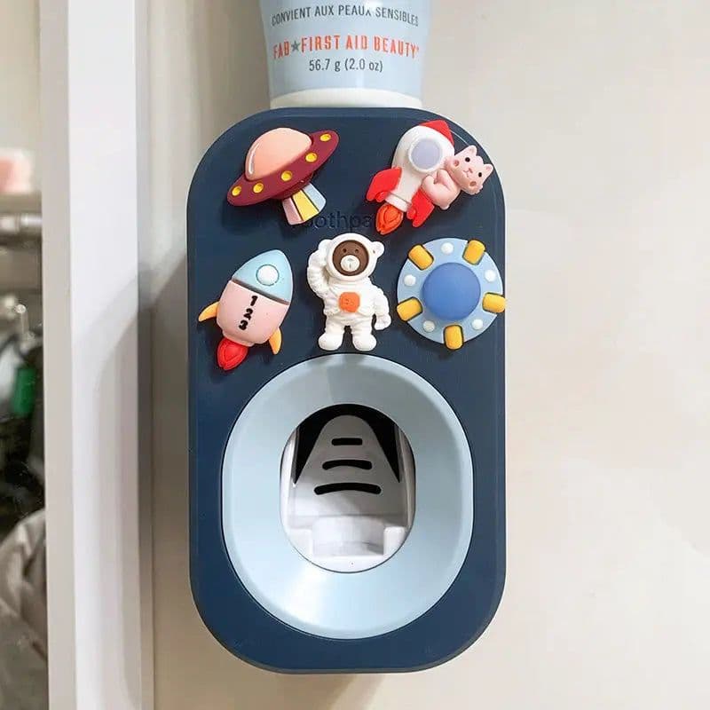 image-Automatic Kids Toothpaste Dispenser Toothpaste Squeezer for Children Household Cartoon Toothbrush Holder Bathroom Accessories