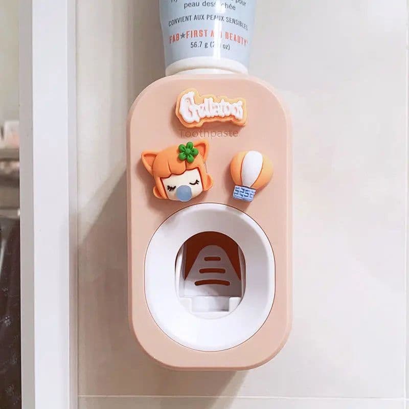 image-Automatic Kids Toothpaste Dispenser Toothpaste Squeezer for Children Household Cartoon Toothbrush Holder Bathroom Accessories