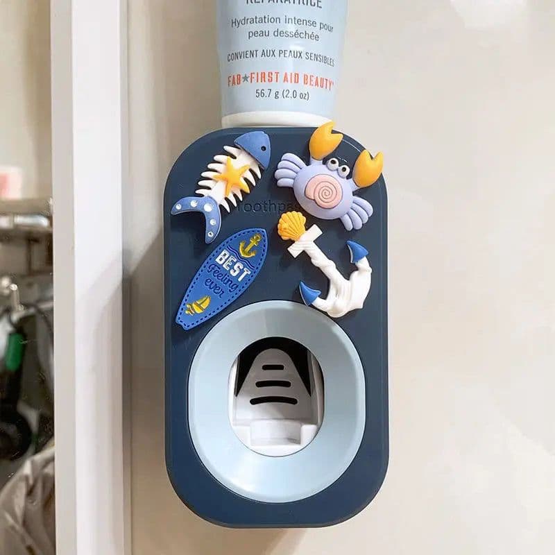 image-Automatic Kids Toothpaste Dispenser Toothpaste Squeezer for Children Household Cartoon Toothbrush Holder Bathroom Accessories