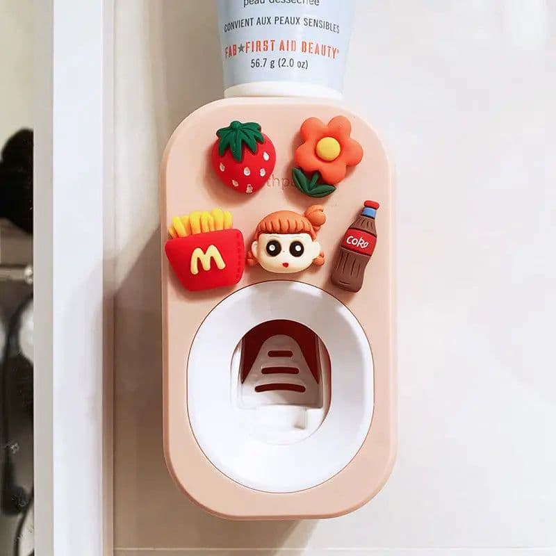 image-Automatic Kids Toothpaste Dispenser Toothpaste Squeezer for Children Household Cartoon Toothbrush Holder Bathroom Accessories