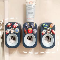 image-Automatic Kids Toothpaste Dispenser Toothpaste Squeezer for Children Household Cartoon Toothbrush Holder Bathroom Accessories