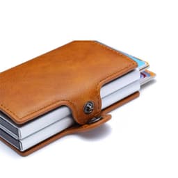 image-RFID Blocking Men Wallet Credit Card Holder Leather Card Wallet Double Metal Box ID Card Holder Money Clip Purse New 2023