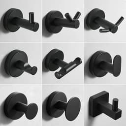 image-Black Painted Stainless Steel Clothes Hook Wall Mounted Towel Hook Bathroom Hardware Robe Hook