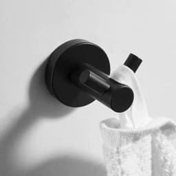 image-Black Painted Stainless Steel Clothes Hook Wall Mounted Towel Hook Bathroom Hardware Robe Hook