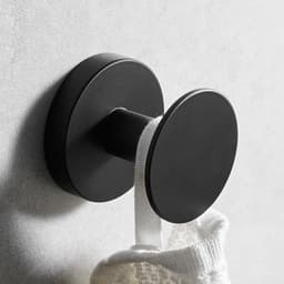 image-Black Painted Stainless Steel Clothes Hook Wall Mounted Towel Hook Bathroom Hardware Robe Hook