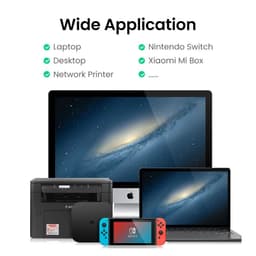 image-UGREEN USB Ethernet Adapter USB 3.0 Network Card to USB RJ45 Lan for PC Windows 10 Xiaomi Mi Box 3/S Nintend Switch Ethernet USB