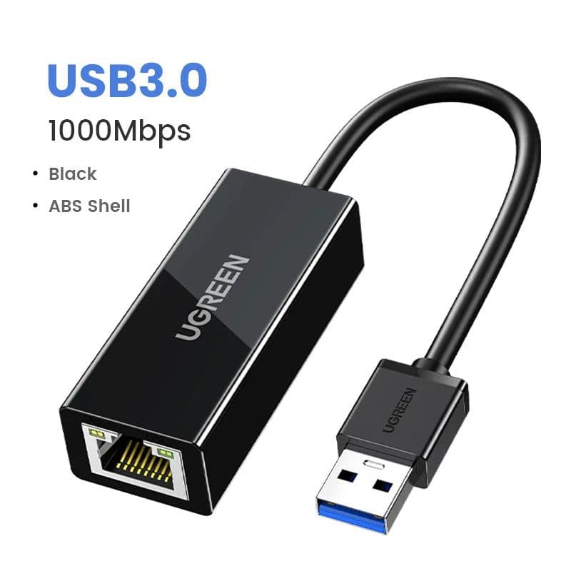 image-UGREEN USB Ethernet Adapter USB 3.0 Network Card to USB RJ45 Lan for PC Windows 10 Xiaomi Mi Box 3/S Nintend Switch Ethernet USB