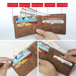 image-New Retro Men Leather Wallets Small Money Purses Design Dollar Price Top Men Thin Wallet With Coin Bag Zipper