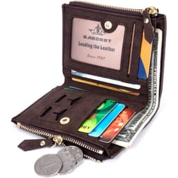 image-RFID Protect Men Wallet Vintage Solid Soft PU Coin Purse Card Holder Short Wallets with Zippers Design Short Luxury Men's Purses