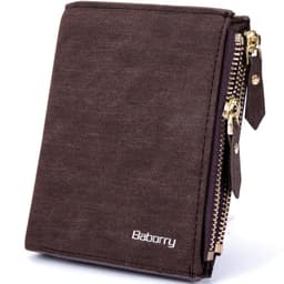 image-RFID Protect Men Wallet Vintage Solid Soft PU Coin Purse Card Holder Short Wallets with Zippers Design Short Luxury Men's Purses