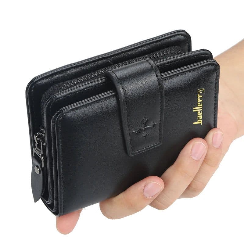 image-New Business Men Wallets Zipper Card Holder High Quality Male Purse New PU Leather Vintage Coin Holder Men Wallets